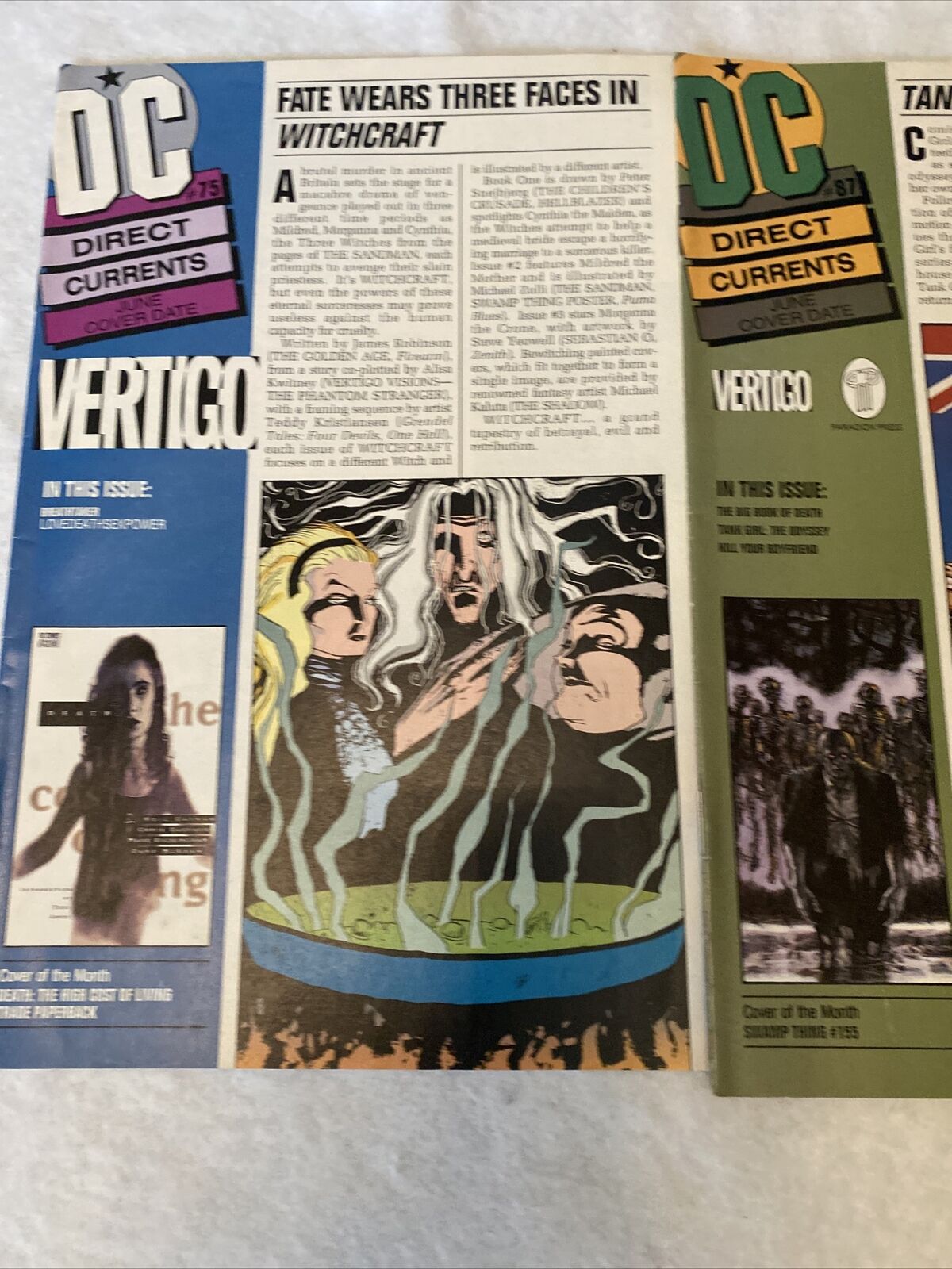 COMIC - DC Direct Currents Magazines x3 #75 Vertigo +2x #87 Tank Girl 1994 (8735