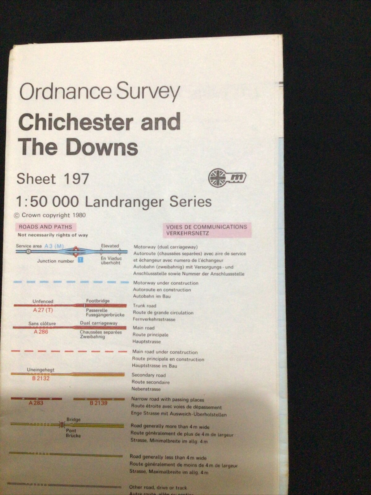 MAP - Ordnance Survey 1:50 2nd Series 1980 -Chichester & The Downs #197 (8672)