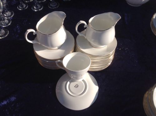 Mayfair Bone China - 22 Saucers , 1 Cup , 2 Milk Jugs 3 Plates Used - (126)