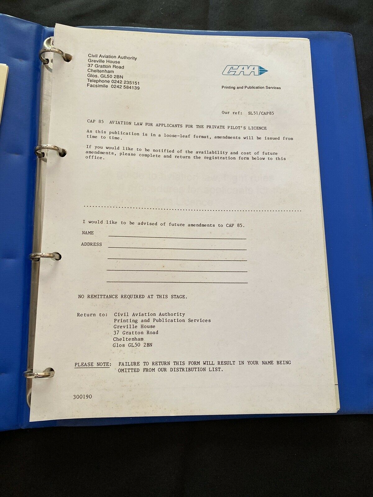 Civil Aviation Authority 1990 Aviation Law for Private Pilots Licence - (6498)