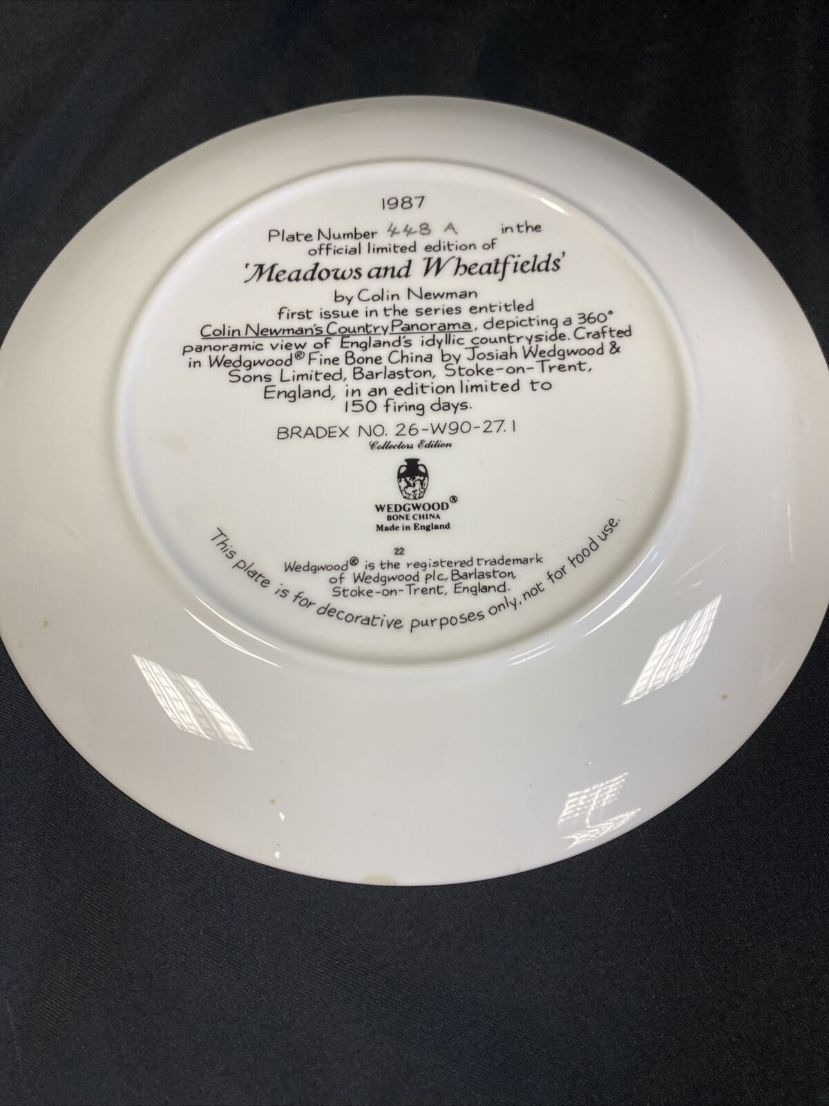 Wedgwood 1988 Collectors plates x 2 Meadows & Wheatfields  + The Lakeside -(7828