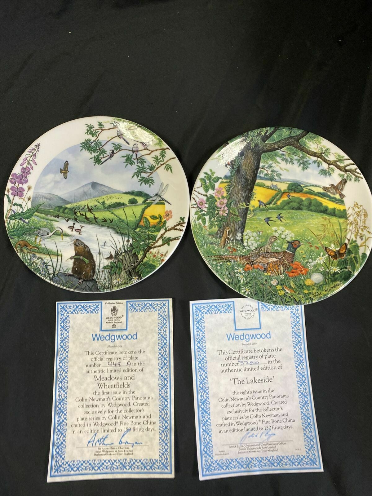Wedgwood 1988 Collectors plates x 2 Meadows & Wheatfields  + The Lakeside -(7828