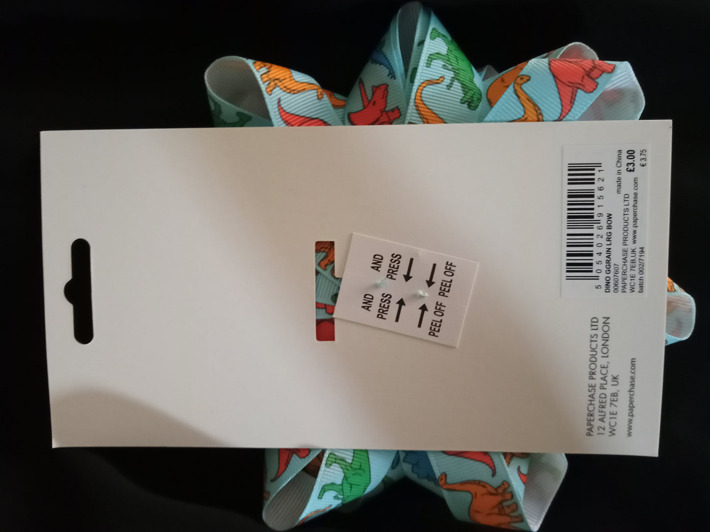 BOW Pre Made - Dinosaur Print quality Grosgrain Large 5" Bow - (5621)