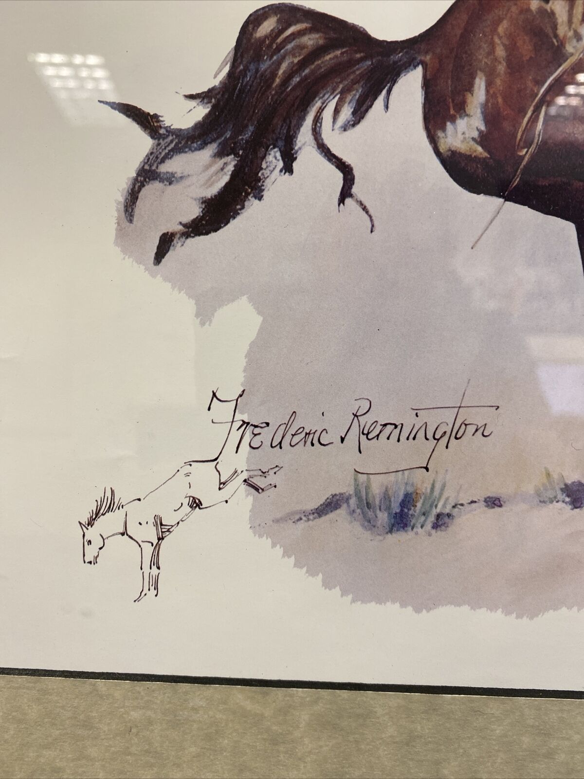 Frederic Remington A Crow Scout Watercolour print signed by Eugene Field  (7820