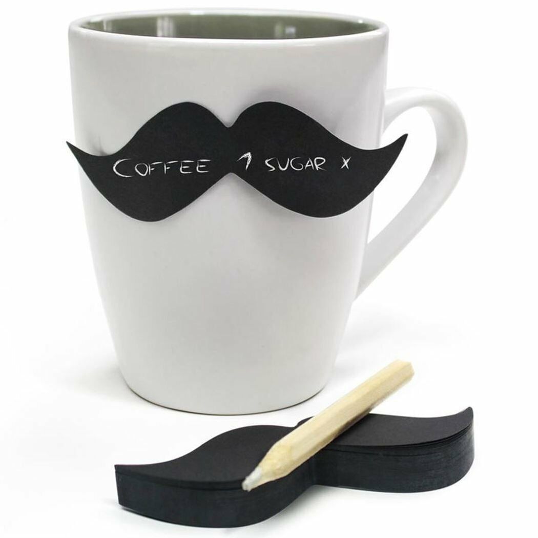 Moustache Sticky Notes 2 x 100 with White Pencil Novelty Stationery