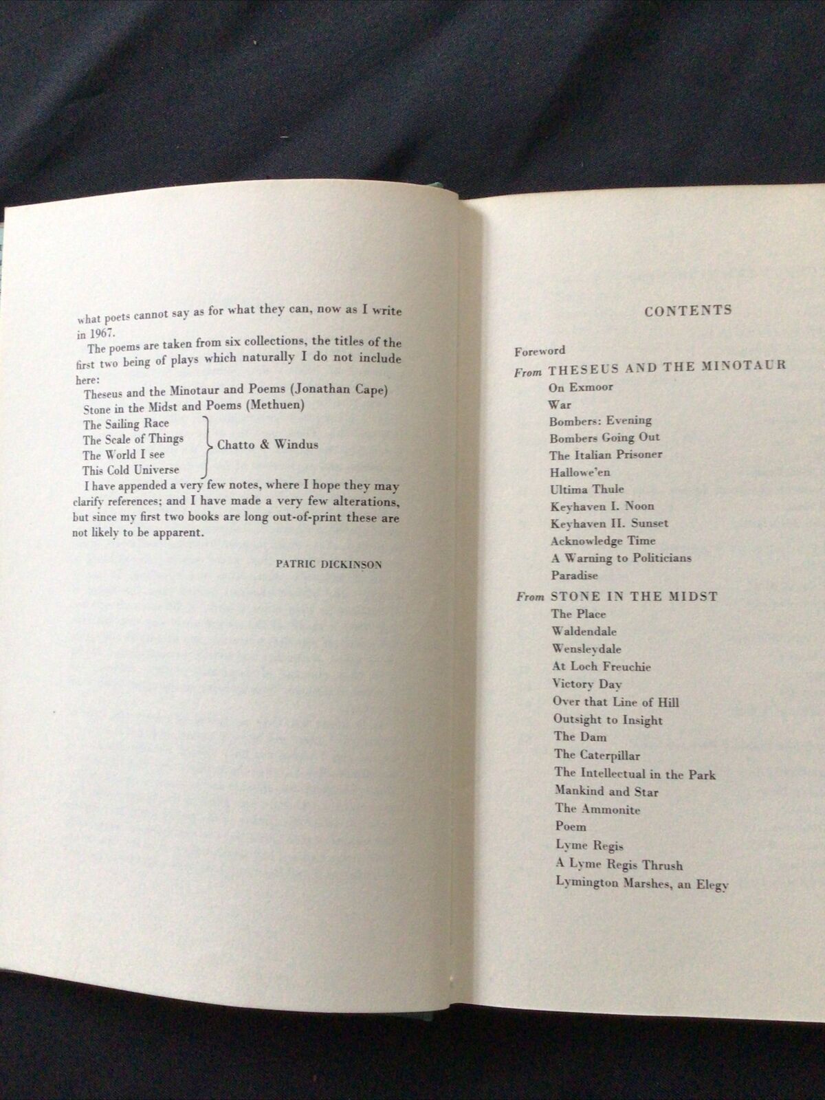BOOK - SELECTED POEMS by PATRIC DICKINSON - 1968 - (8700)