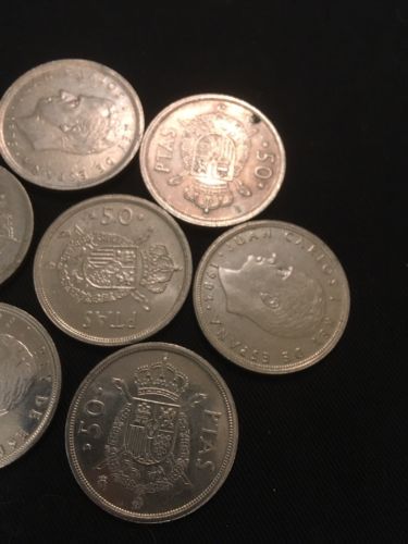 Spain Spanish 50 PTAS Coins x 7 - 1970's to 1980's - (2809)