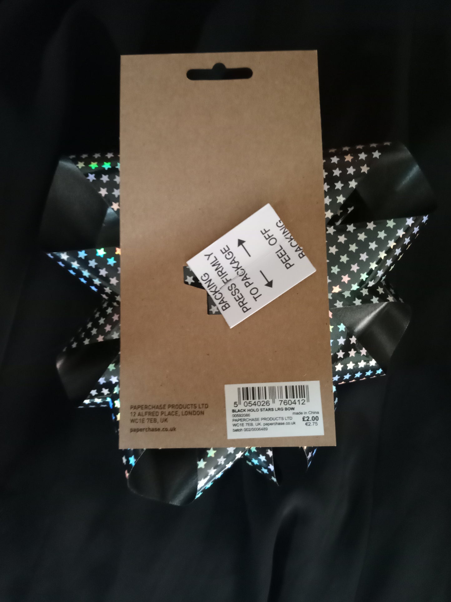 Bow Pre made - Black Large 7" with Hologram stars - High Quality - (0412)