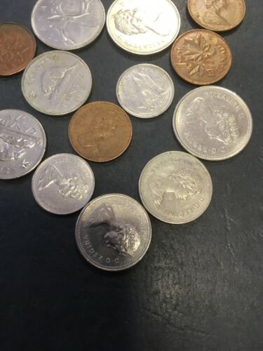 Canadian Coins Canada x 13 60's 70's 80's Assorted - (2841)
