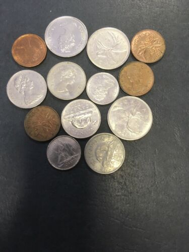 Canadian Coins Canada x 13 60's 70's 80's Assorted - (2841)