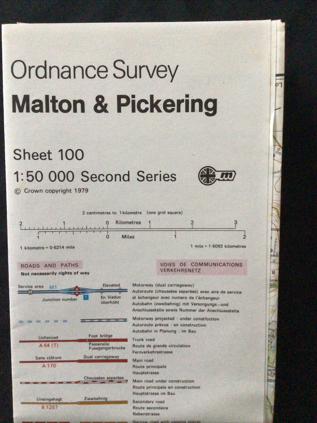 MAP - Ordnance Survey 1:50 2nd Series 1980 -Malton & Pickering #100 (8715)