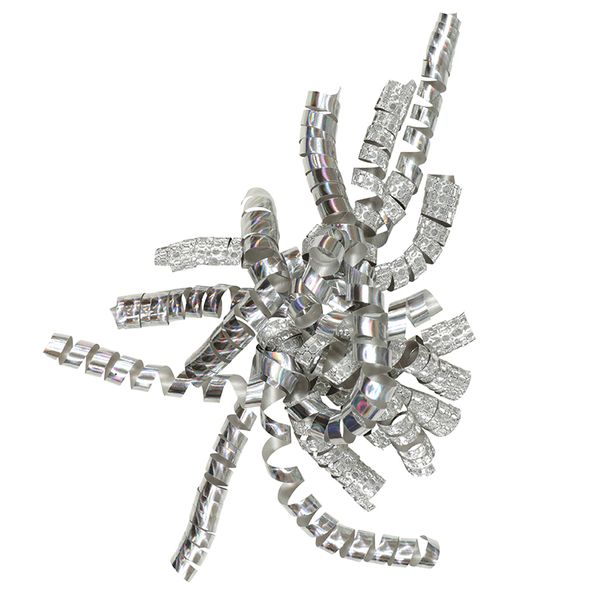 BOW Pre-Made Pack Of 3 - Silver Hologram Curly Bow by Paperchase - (8853)