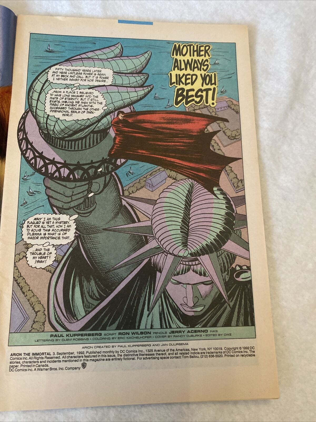 COMIC - DC Comics ARION The Immortal Sep '92 Mother always liked you best (8831