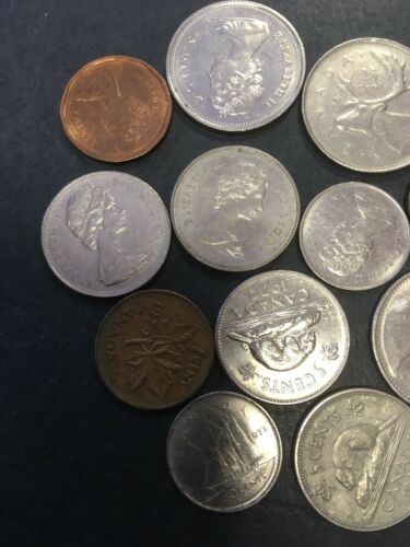 Canadian Coins Canada x 13 60's 70's 80's Assorted - (2841)