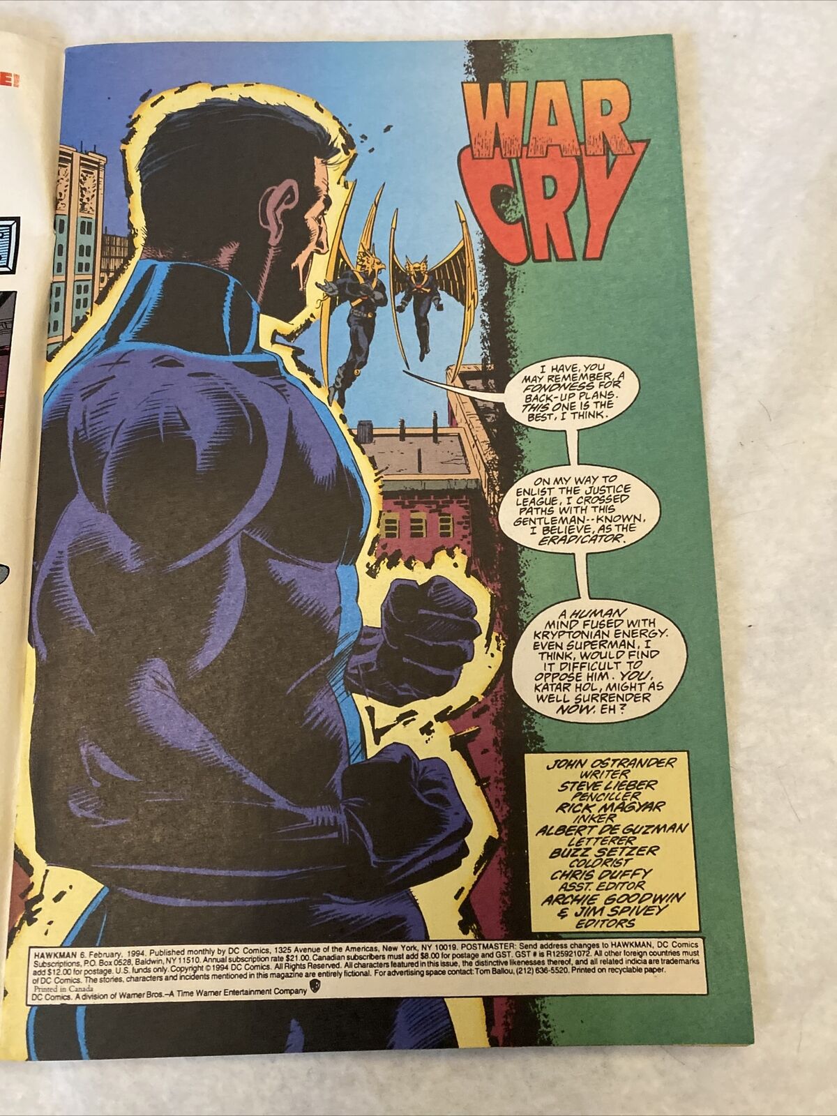 COMIC - DC Comics HAWKMAN War Cry - Feb 1994  - Wonder Woman - (8826)