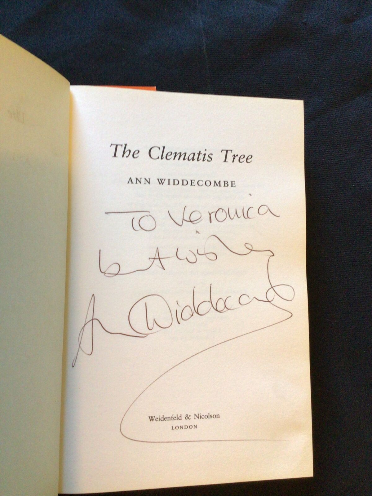 BOOK - THE CLEMATIS TREE - Ann Widdecombe - AUTOGRAPHED - (8665)