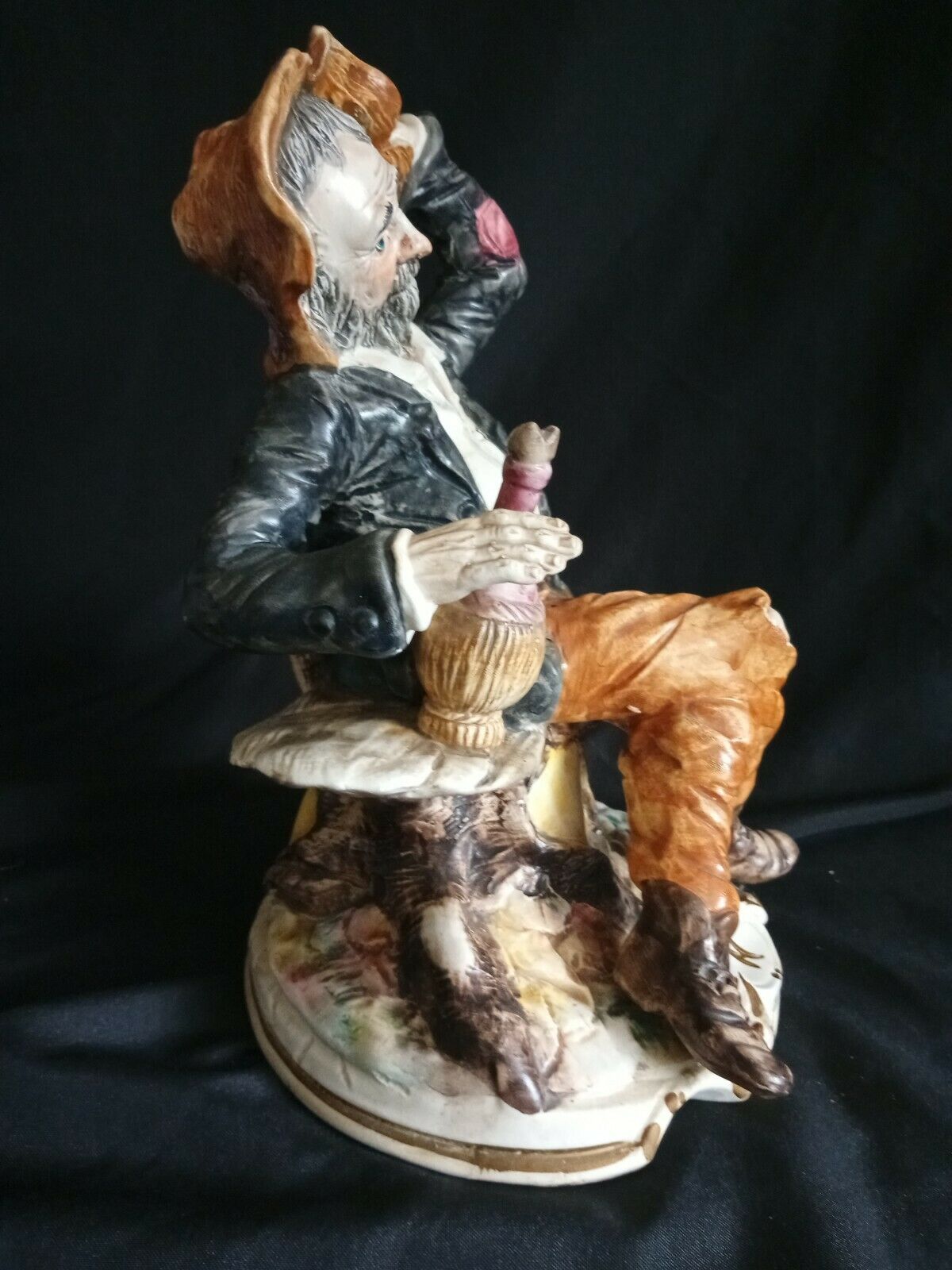 Capodimonte Figure Large Tramp On Bench 27cm Stamped Genuine - (7969)