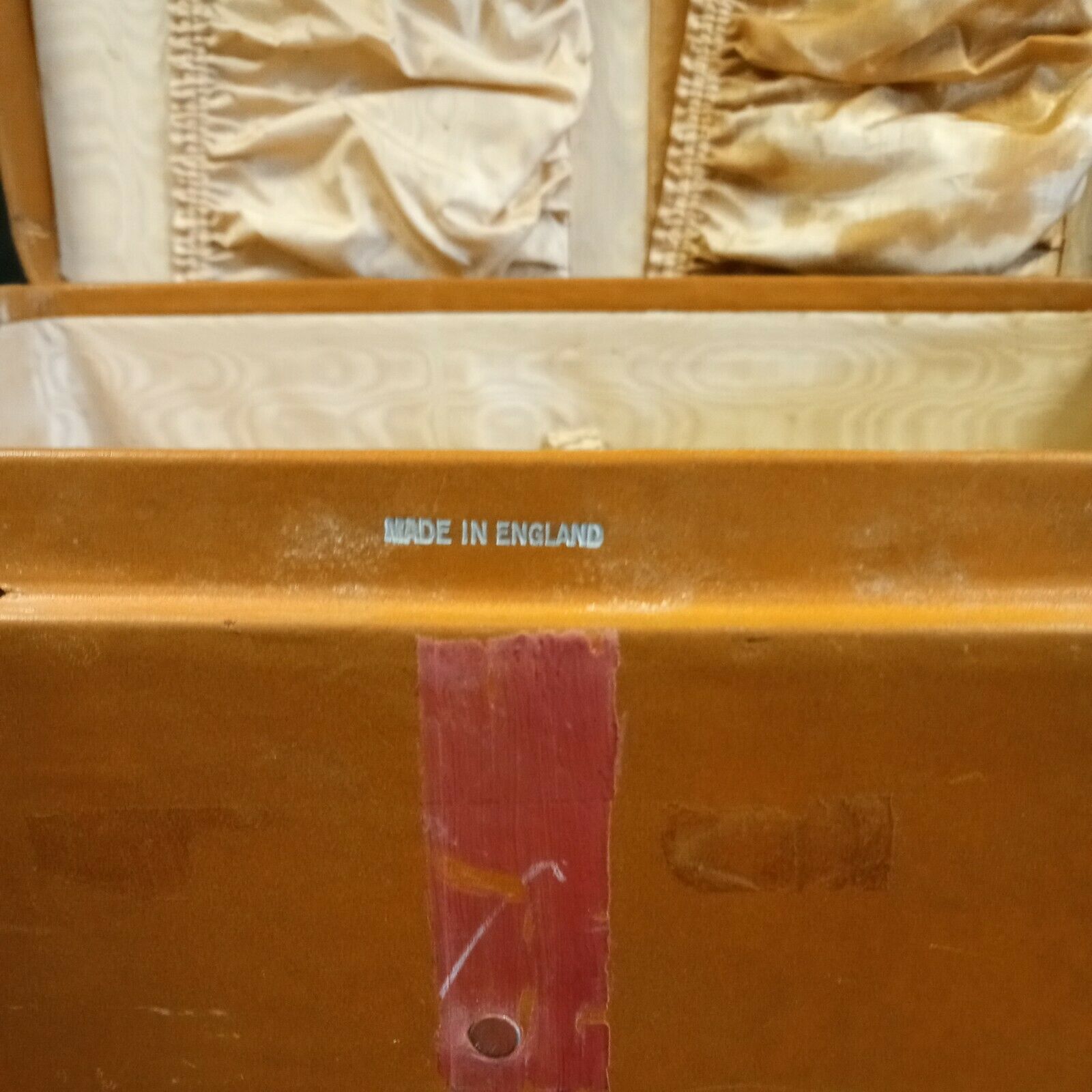 Leather Suitcase Antique Crescent Wardro Solid Case - (7983)