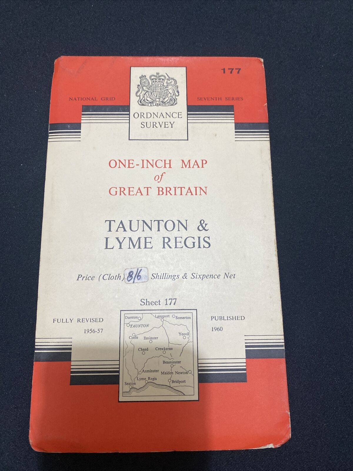 MAP - Ordnance Survey 1 inch 7th Series 1968 - Taunton & Lyme Regis CLOTH #177 (8679