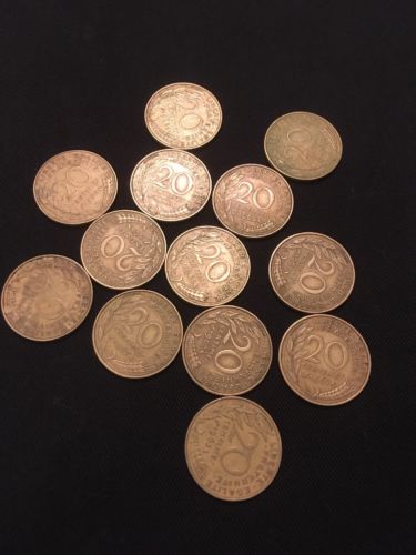 France 20 Centimes Coins Marianne x 13 - All 1960's - (2745)