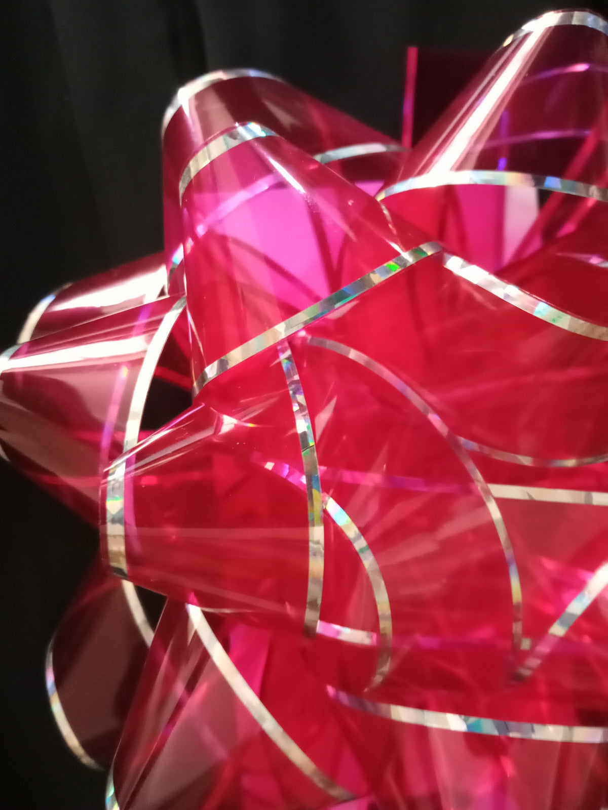 BOW Pre made - Clear Large Pink Bow Hologram Edge 5" - High Quality (0405)