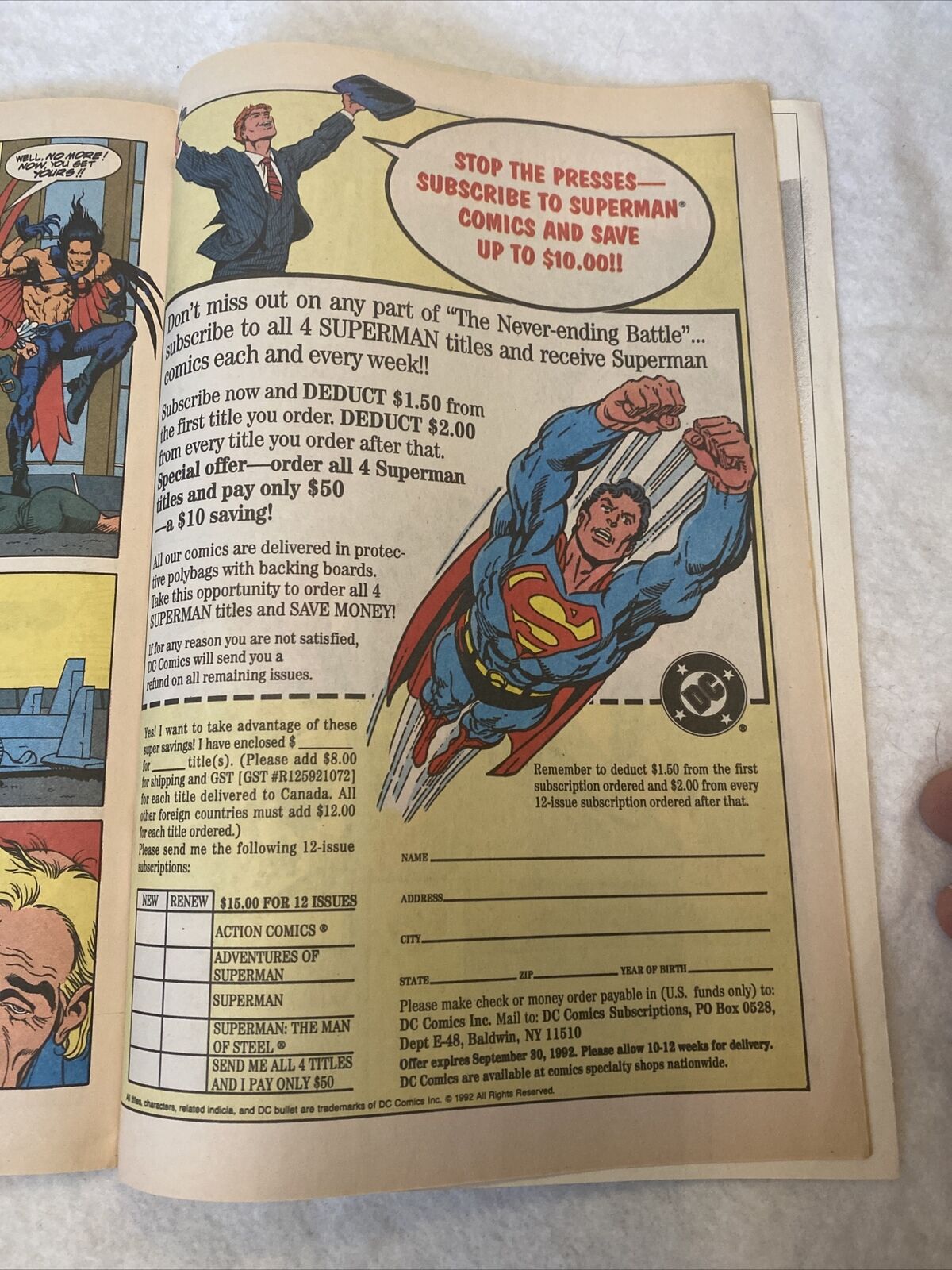 COMIC - DC Comics BLACK CONDOR Vs SKY PIRATE - Aug 1992 - New York - (8842)