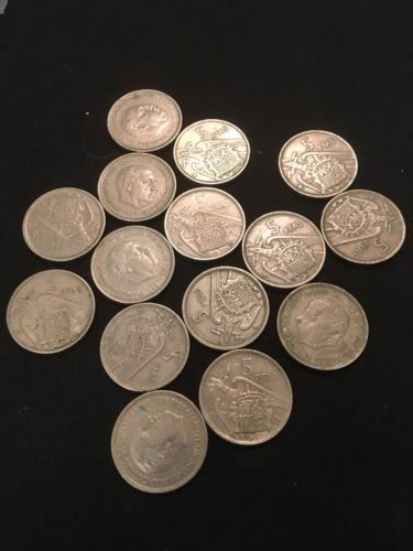 Spain Spanish 5 PTAS Pesetas Coins Eagle star Franco x 15 - 1957 - (2816)