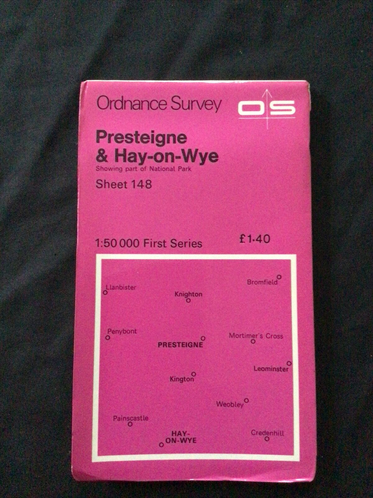 MAP - Ordnance Survey 1:50 1st Series 1974 -Presteigne & Hay-On-wye #148 (8710