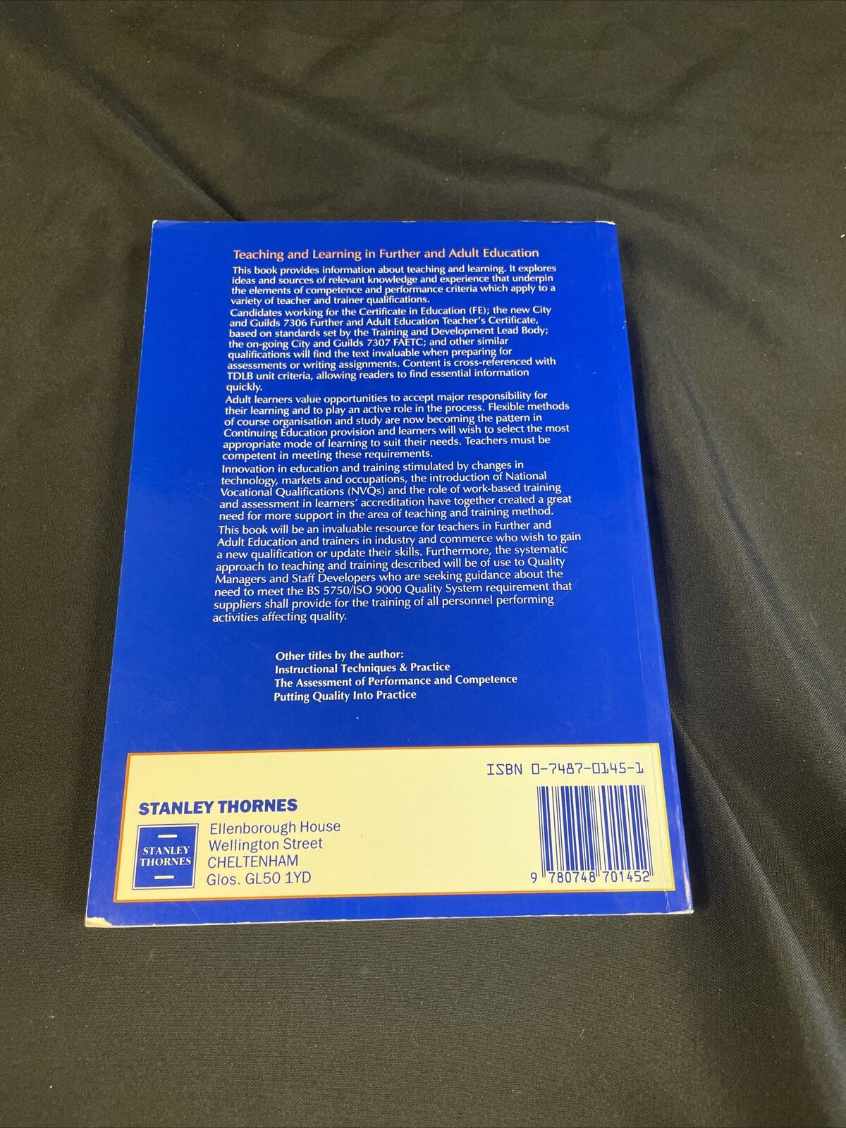 BOOK - Teaching and Learning in Further and Adult Education - Walklin - (8203)