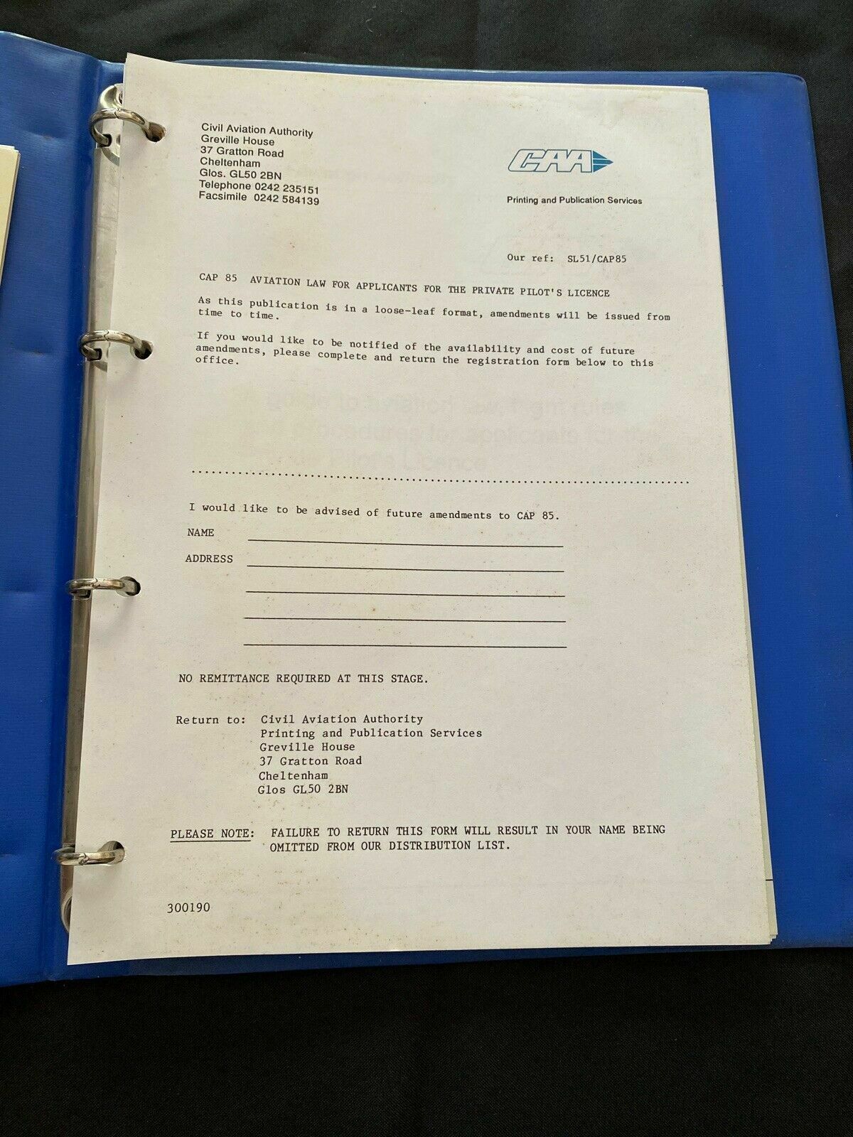 Civil Aviation Authority 1990 Aviation Law for Private Pilots Licence - (6498)