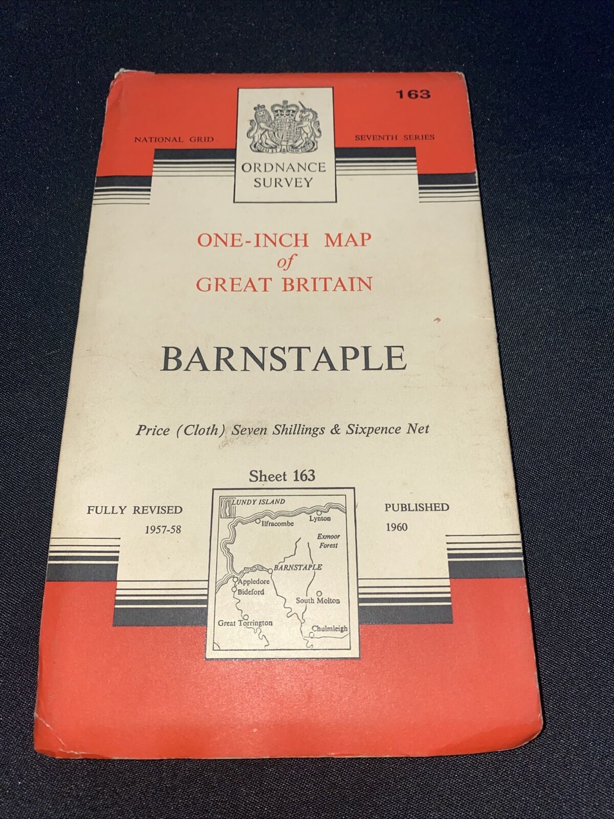 MAP - Ordnance Survey 1 inch 7th Series 1968 - Barnstaple CLOTH #163 (8680)