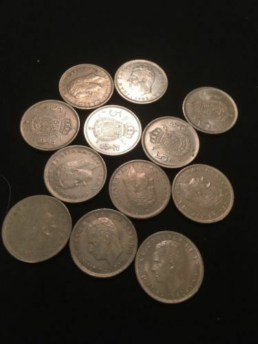 Spain Spanish 5 PTAS Pesetas Coins Juan Carlos x 12 - 1970's to 1980's - (2819)