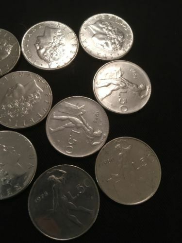 Italy 50 Lira L.50 coins Blacksmith Vulcan God x 10 Italian 70's / 80's -  (2822)