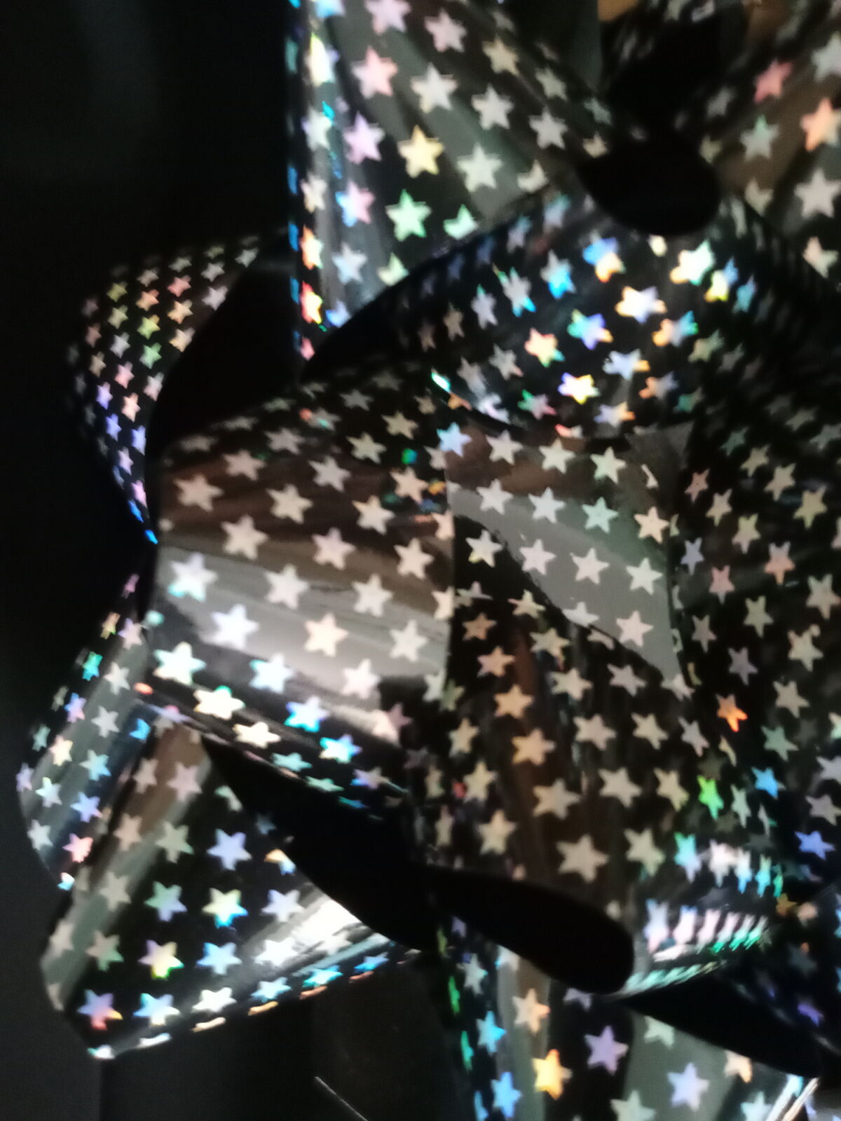 Bow Pre made - Black Large 7" with Hologram stars - High Quality - (0412)