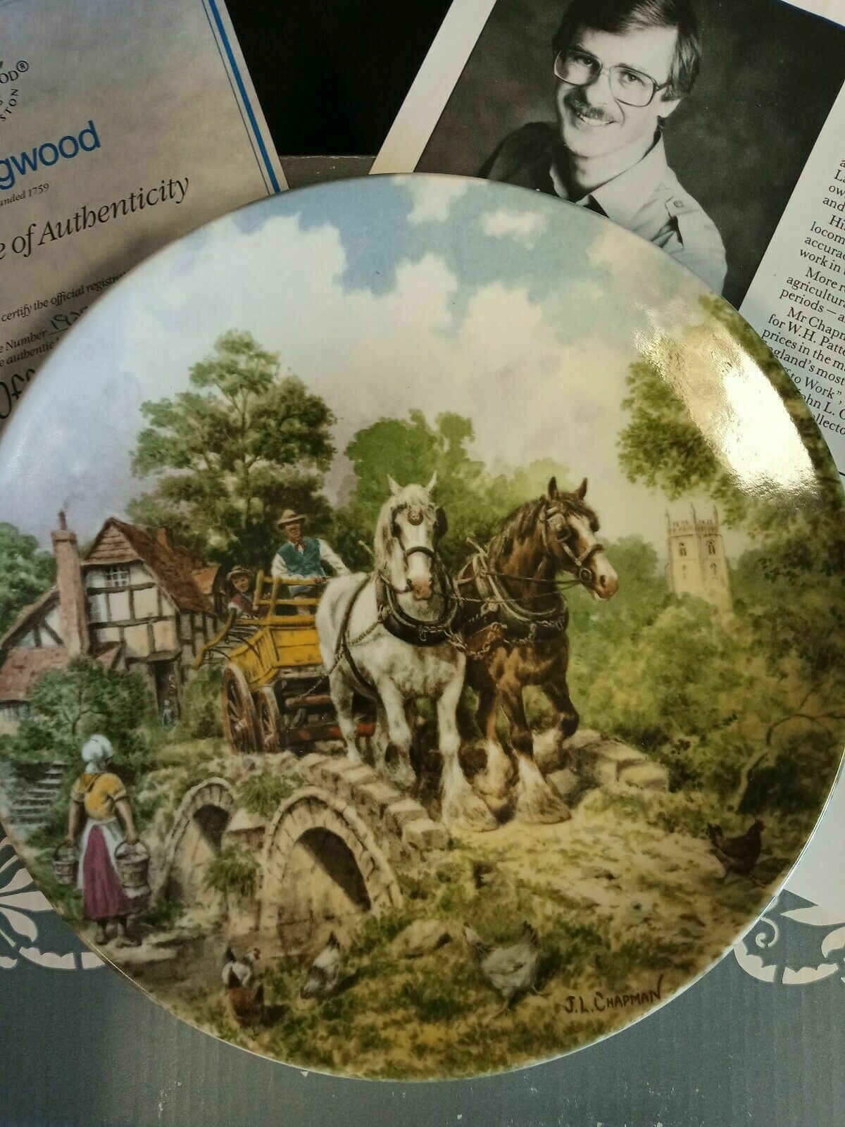 Wedgwood Queensware Collectors Boxed Plate Limited Ed. 1989 Off To Work (7880)