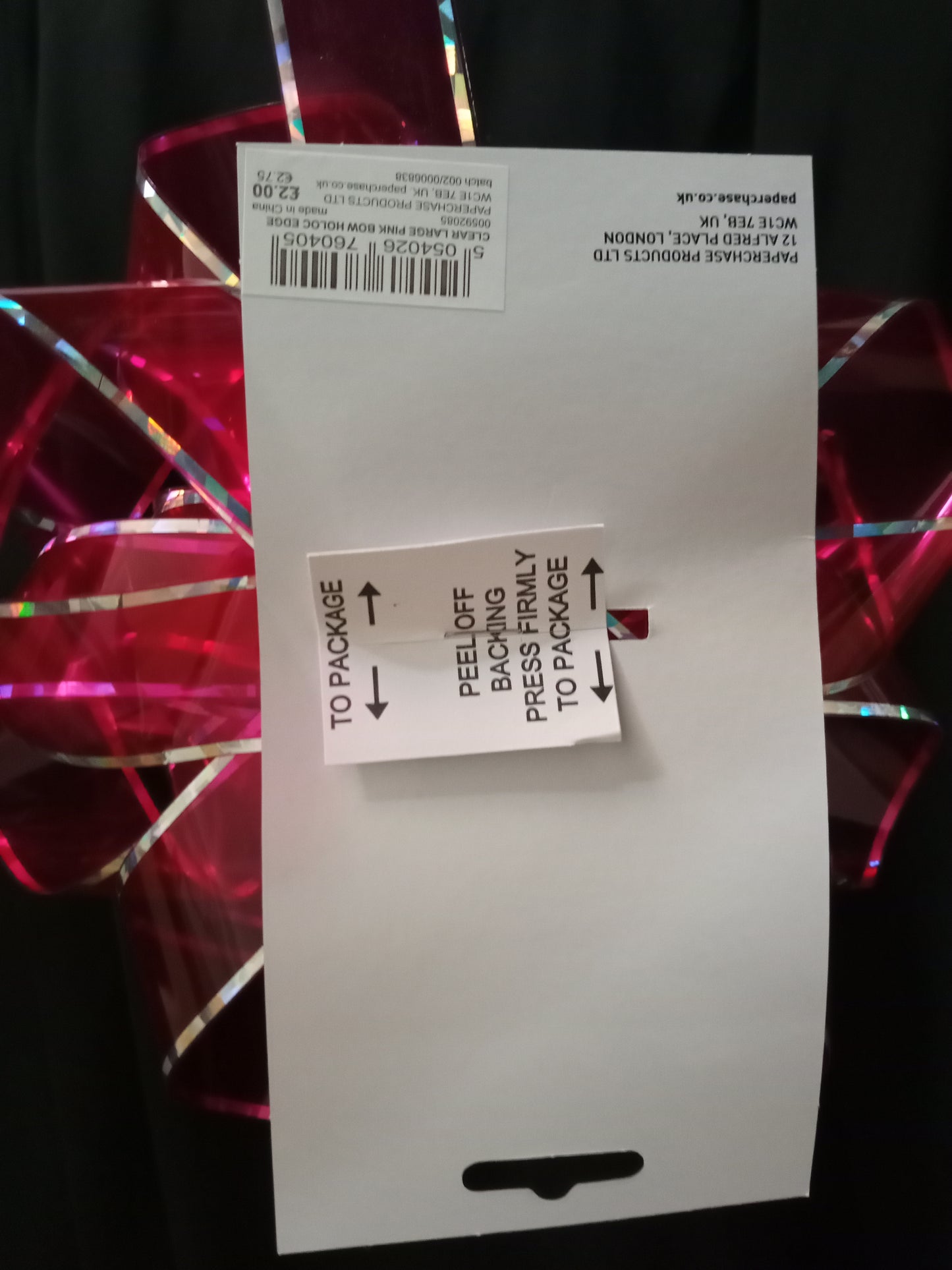 BOW Pre made - Clear Large Pink Bow Hologram Edge 5" - High Quality (0405)