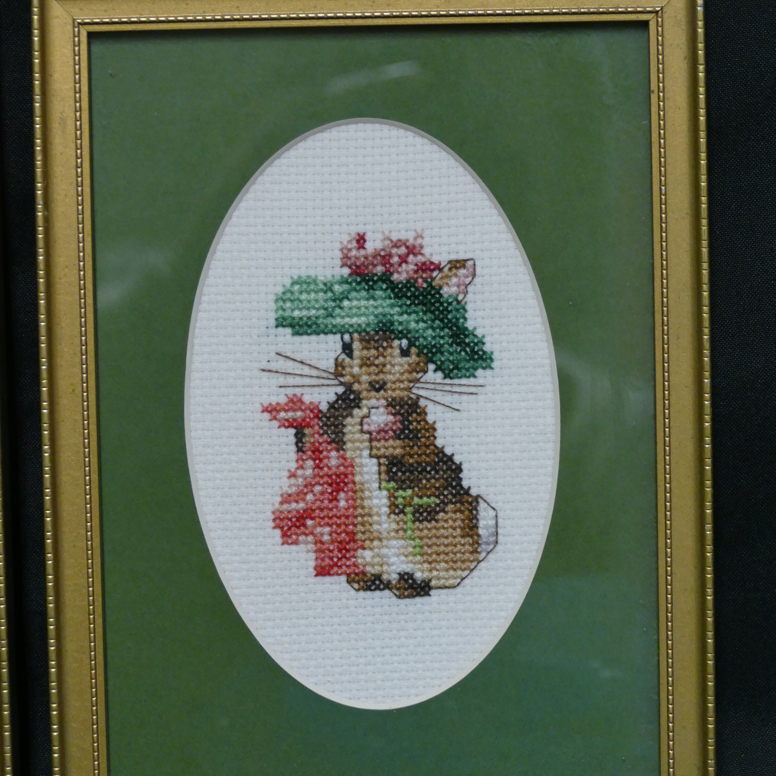 Framed Pictures x 2 - Beatrix Potter Pair cross stitch by V. Howden - (9236)
