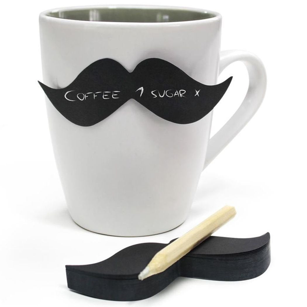Moustache Sticky Notes 2 x 100 with White Pencil Novelty Stationery