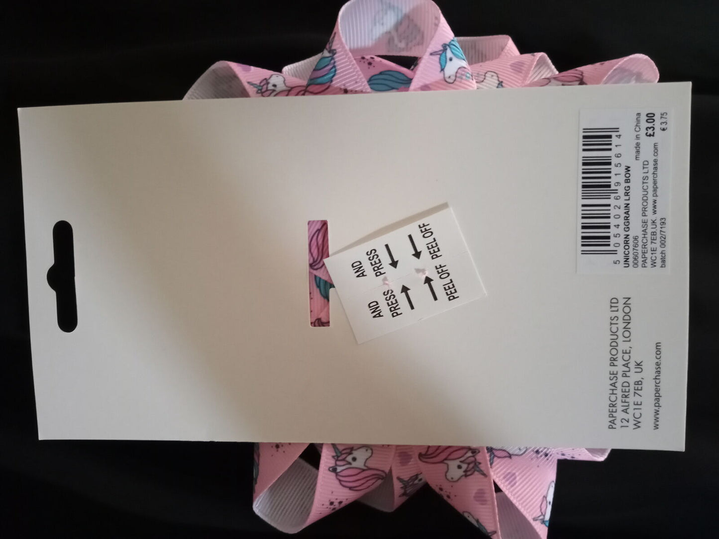 BULK BUY 24 x BOW Pre Made - Unicorn Print quality Grosgrain large 5" Bow Paperchase