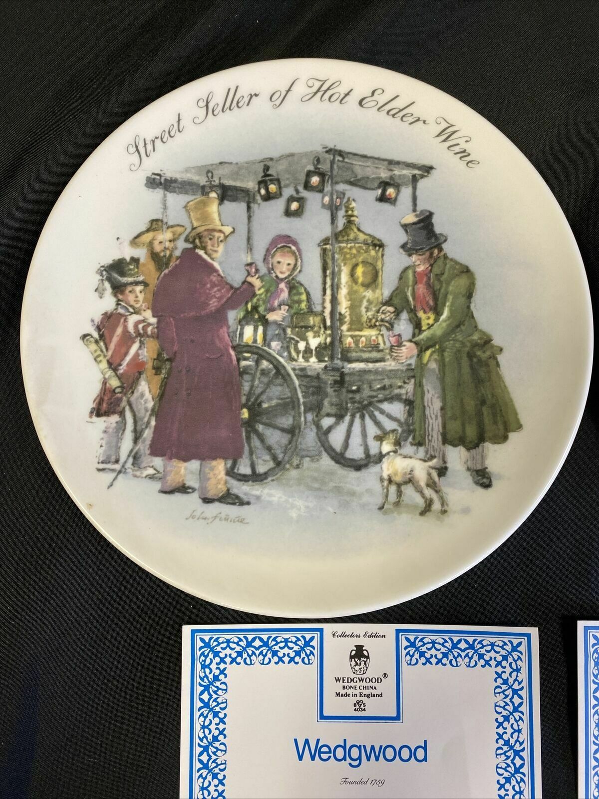 Wedgwood 1986 LONDON Collectors plates x2 Hot Elder Wine & Water Carrier -(7841