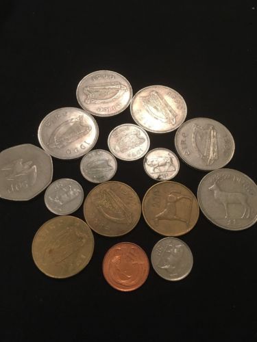 Irish Ireland Punt Coins x 15  (Stag Horse Hummingbird Salmon Bull Peacock - (2825)