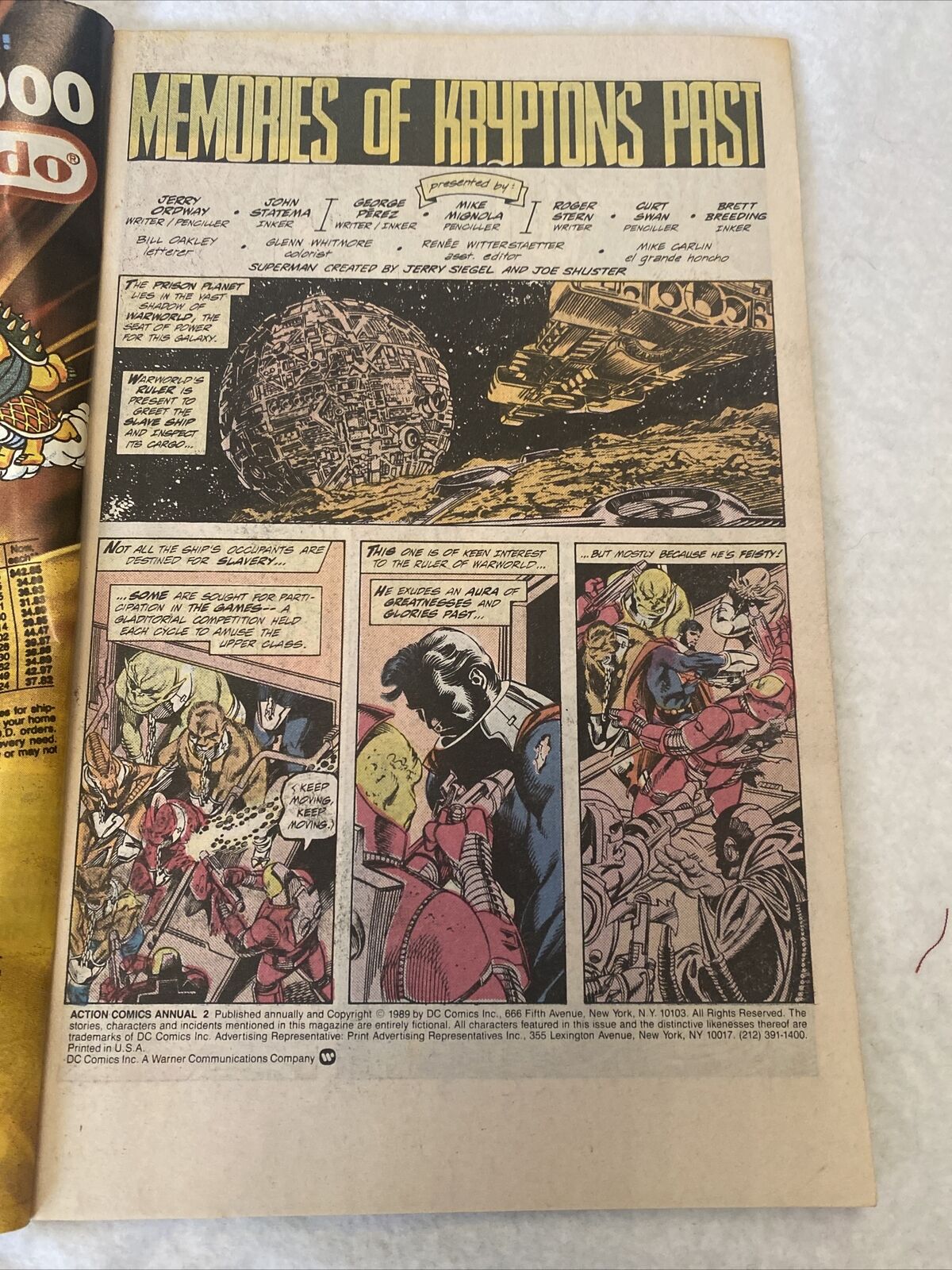 COMIC - DC Comics ACTION COMICS Superman and his secret past ANNUAL 1989 (8839)