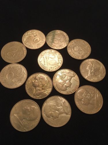 France 20 Centimes Coins Marianne x 12 - All 1980's - (2747)