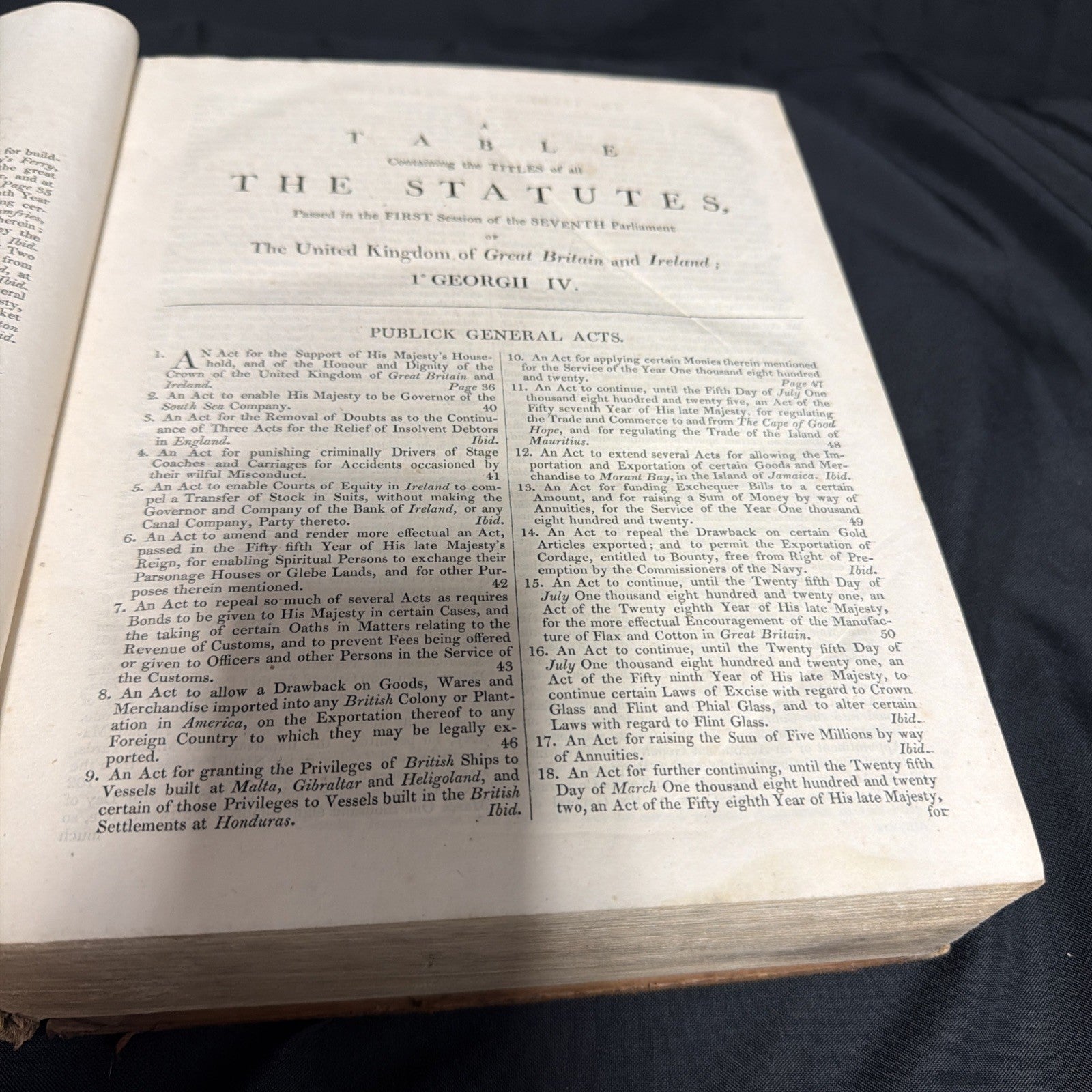 The Statutes United Kingdom George III - IV 1819 - 1822 Vol 8 huge Book - SKU (1911)