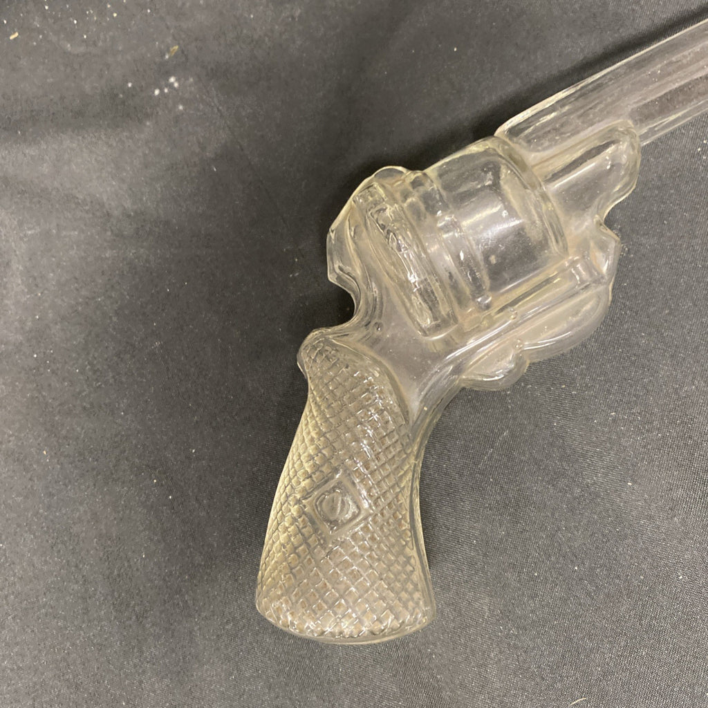1920s Glass revolver bottle pistol gun Candy liquor storage antique - (1674)