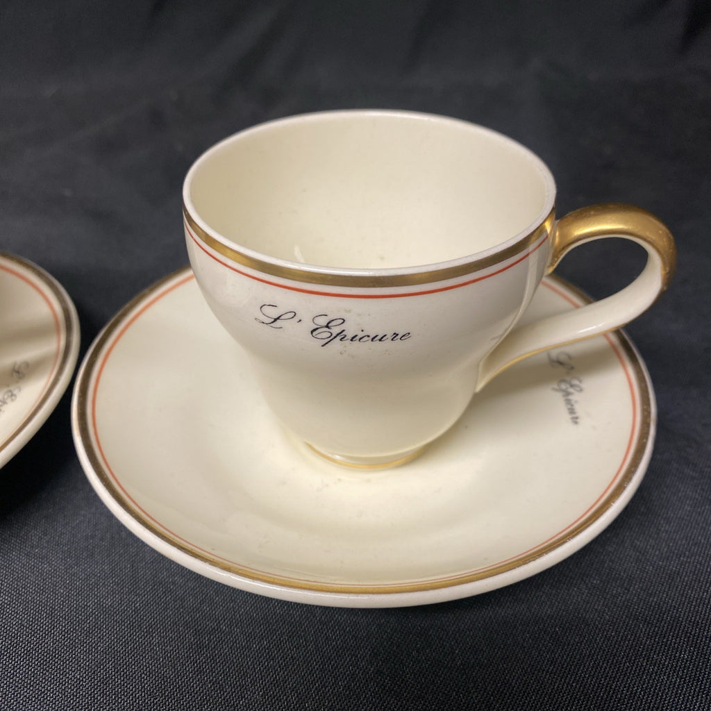 Wedgwood 5462 Red and Gold Band L'Epicure Two Cups & Saucers - (1713)