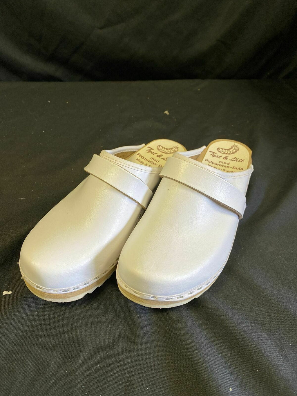 Tyst & Latt Med Poly Sula Swedish Cloggs Shoes White Size 3 UK 36 EU - New/Old Stock - (7765