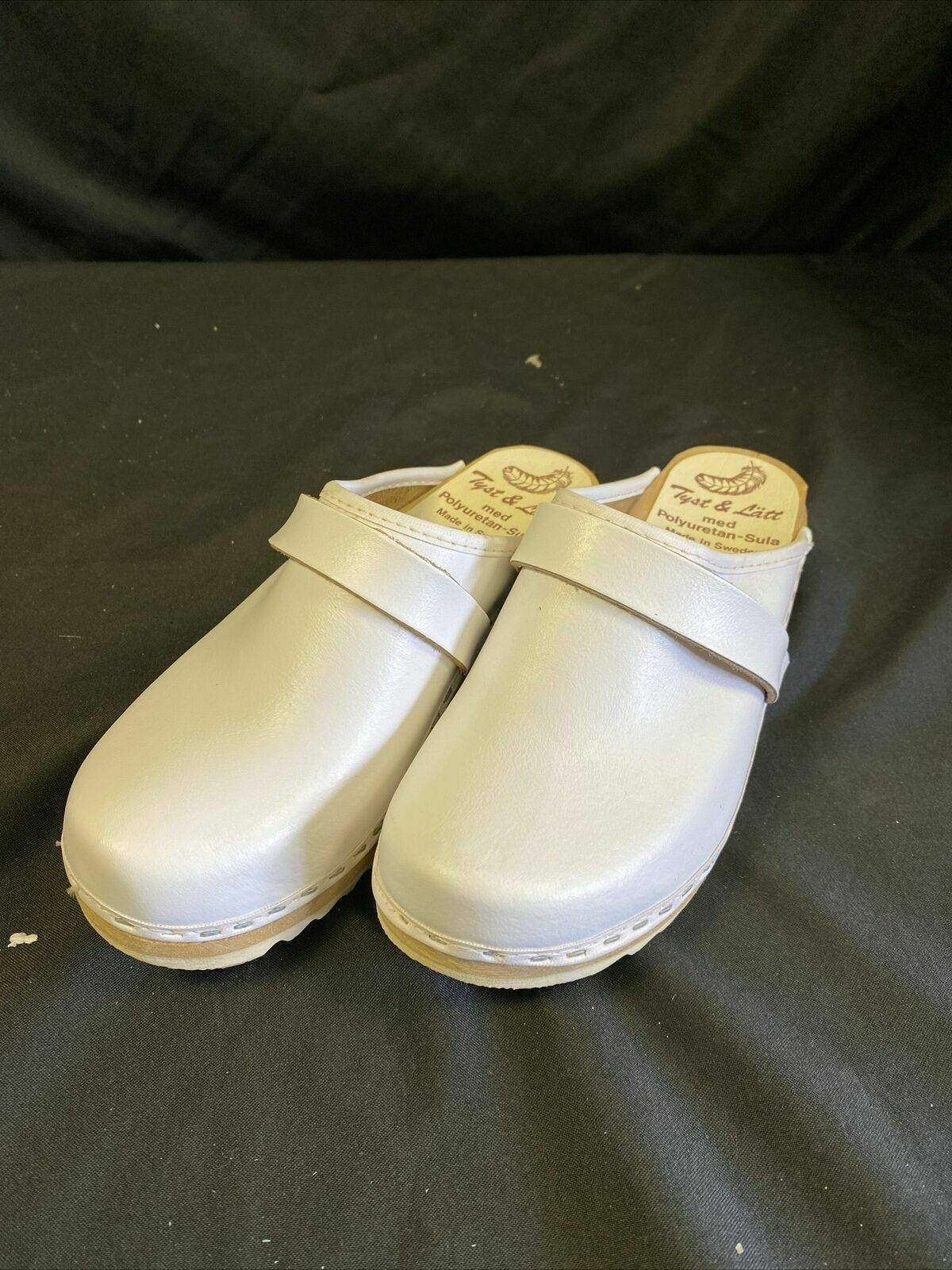 Tyst & Latt Med Poly Sula Swedish Cloggs Shoes White Size 3 UK 36 EU - New/Old Stock - (7765