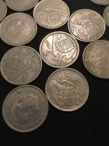 Spain Spanish 5 PTAS Pesetas Coins Eagle star Franco x 15 - 1957 - (2816)