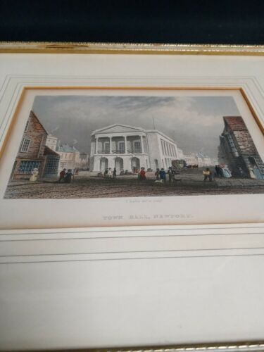 Thomas Barber 1834 original engraving - Town Hall Newport - Framed - (7005)